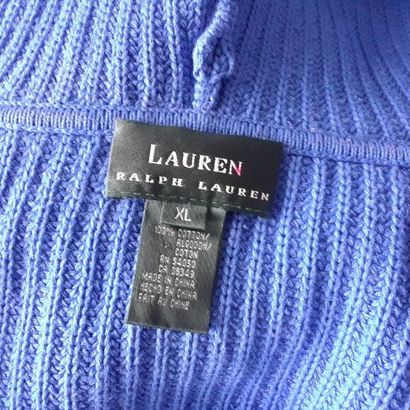 Ralph Lauren 100% Cotton Blue Hooded Cardigan XL - Picture 8 of 9
